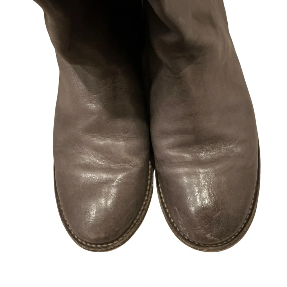 Frye Paige buckle riding boots tall grey leather size 8.5 equestrian southwest